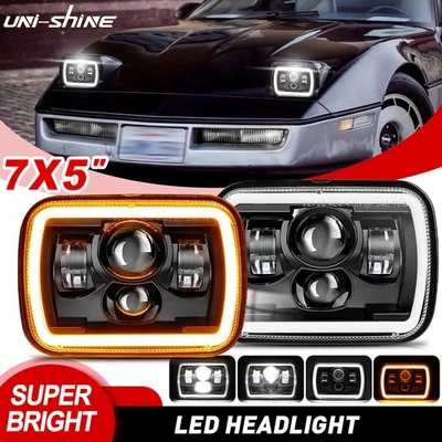 2x 5x7'' 7x6 LED Proyector Faros Alto/Lo Para Chevy Corvette C4 1984-1996 DOT Foto 1 de 4