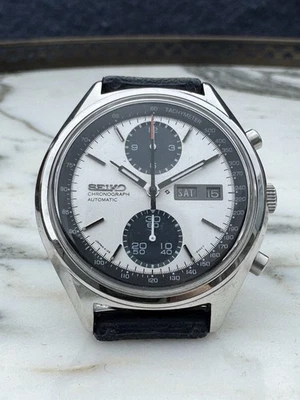 SERVICED Seiko 6138-8020 Panda Chronograph Made Aug 1975 Beautiful - Image 1 of 4