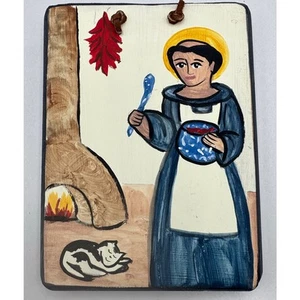 Original Irene Martinez Yates Folk Art Painting on Wood San Pasquale Saint - Picture 1 of 12