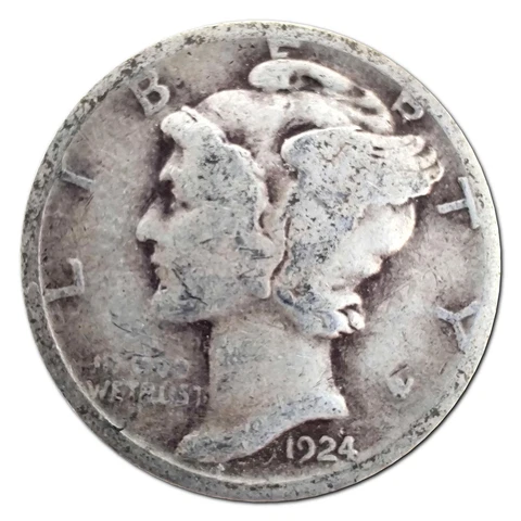 1924-D Mercury Dime G Good 90% Silver Cover