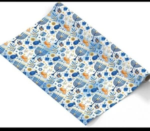2 rolls Izzy 'n' Dizzy Hanukkah Wrapping Paper - Metallic Blue Gift Wrap 30x144 - Picture 1 of 1