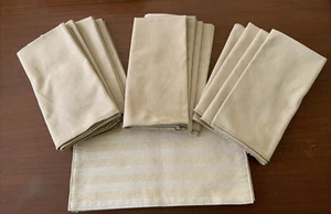 12 Solid Beige Tan large Cloth Table Napkins 2 Tone Stripe Center Table Mat - Picture 1 of 11