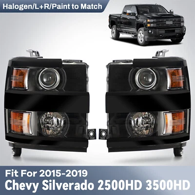 Pair Headlights Assembly For 2015-2019 Chevrolet Silverado 2500/3500 HD LH&RH - Image 1 of 4