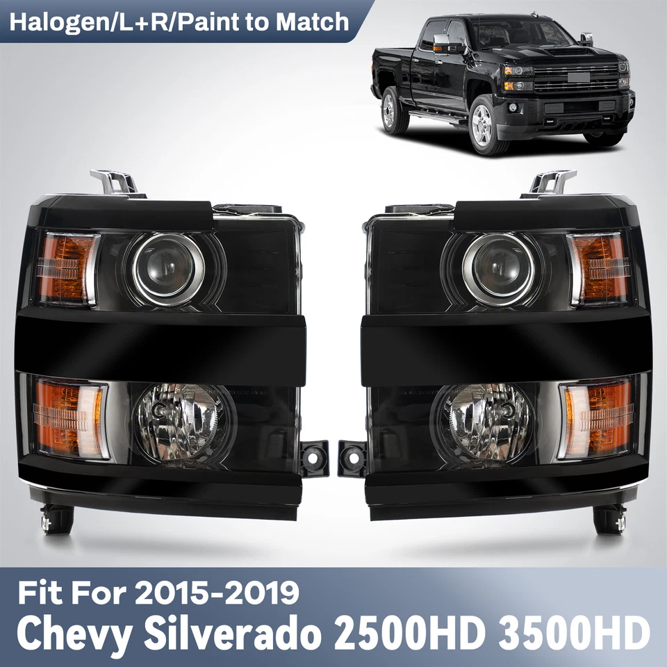 Pair Headlights Assembly For 2015-2019 Chevrolet Silverado 2500/3500 HD LH&RH Foto 1 de 4