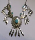 Halskette Collier Necklace Indianer Western Feder türkis