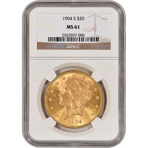 US Gold $20 Liberty Head Double Eagle - NGC MS61 - Random Date Cover
