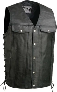 Event Leather 5360T Herren HOHE GRÖßEN Motorradfahren Lederweste mit seitlicher Spitze - Bild 1 von 12