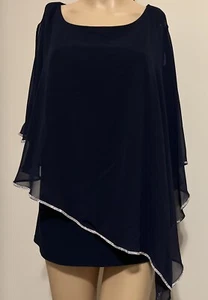 Frank Lyman Sleeveless Blouse Size US 18 Midnight Blue With Faux Diamonds NWT - Picture 1 of 7