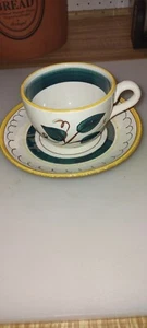 Set of 6 Vtg Stangl Pottery Sculptured Fruit Cups and Saucers Tea Coffee EUC - Picture 1 of 11