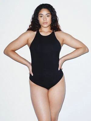 Body tanga sin mangas de algodón spandex American Apparel para mujer - negro, mediano Foto 1 de 4