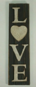 Letrero Country Primitive Madera Negra Blanco Amor Corazón Decoración del Hogar - Imagen 1 de 5
