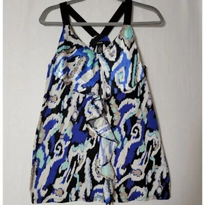Alfani Womens Halter Top Women’s Size M Blue Black Teal White Vacation Wear - Picture 1 of 8