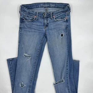 American Eagle Womens Skinny Jeans Size 2 Blue Denim Light Wash Slim Casual - Picture 1 of 9