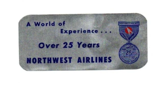 Etichetta pubblicitaria vintage compagnia aerea NORTHWEST AIRLINES oltre 25 anni argento opaco - Foto 1 di 2