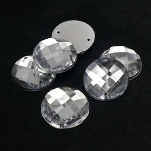 50 Clear Acrylic Flatback Sewing Rhinestone Gems Round Button 18mm Sew on beads - Picture 1 of 8