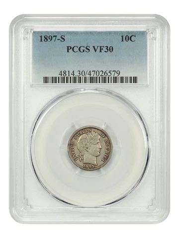 1897-S 10c PCGS VF30 Cover
