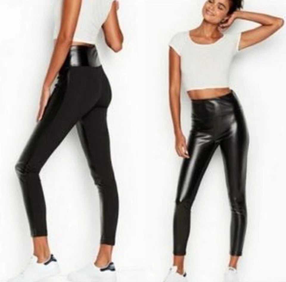 Leggings Victoria Sport by Victoria's Secret frente de couro sintético tamanho: P - Imagem 1 de 4