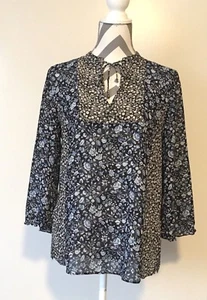 Blusa Top Chaps Denim 579 Campesina Mujer Talla M Azul Negra Floral - Imagen 1 de 6