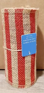 Patriotic Red Stripes Burlap Ribbon 5.5 in x 10 ft July 4th/Memorial Day New NWT - Picture 1 of 5