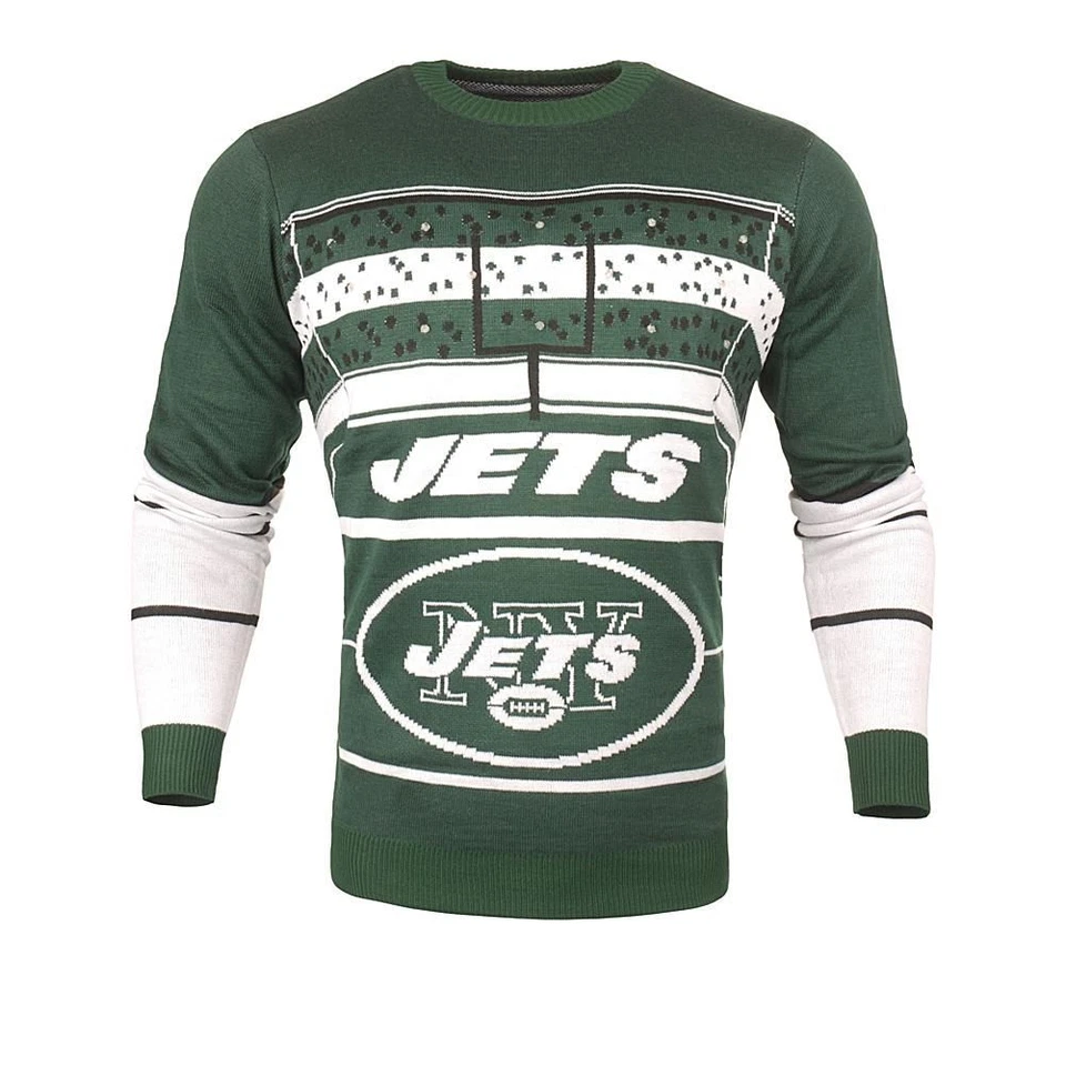 Suéter Feo Iluminado Estadio NFL New York Jets Fiesta de Vacaciones Para Hombres Pequeño Nuevo con Etiquetas Foto 1 de 1