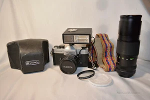 Yashica TL Electro 35mm Film Camera Set: DS 50mm 1:1.9 Vivitar 300mm 5.6 Extras - Picture 1 of 12