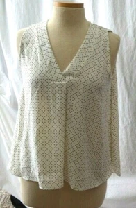 NWT ANN TAYLOR Black & White Geometric Sleeveless Blouse Women's Sz SP MSRP $70 - Picture 1 of 3