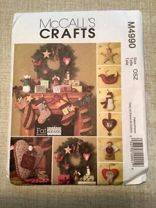 PATRÓN DE COSTURA McCalls 4990 cuartos de grasa ARTÍCULOS DE NAVIDAD Decoración del hogar SIN CORTAR - Imagen 1 de 3