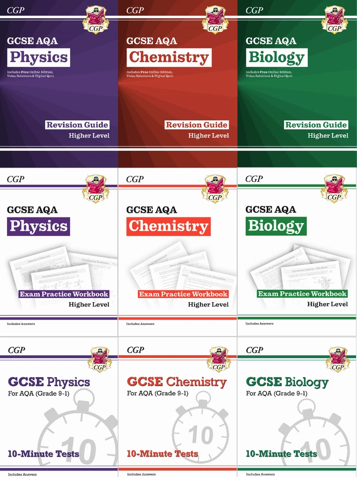 CGP GCSE AQA TRIPLE SCIENCE BIOLOGY CHEMISTRY PHYSICS Revision & Workbook bundle - Image 1 of 4
