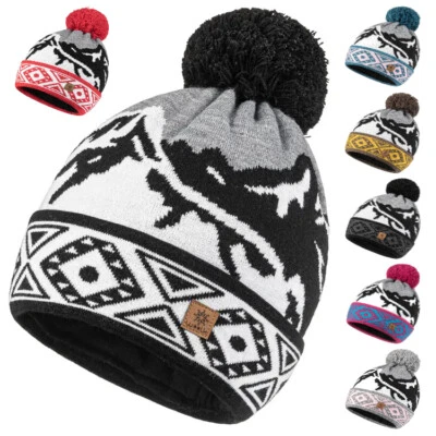 MARKENLOS Winter Mütze Herren Beanie Damen Strickmütze Warme Norweger Bommelmütze