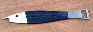 Aubock Austria Leather Steel Metal Brass Art Neptune Fish Bottle Opener Vtg Bar - Picture 1 of 18