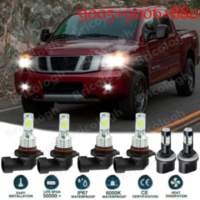 Combo faros LED altos/bajos + faros antiniebla para Nissan Titan 2004-2014 2015 Foto 1 de 4