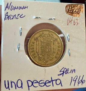 Spain 1 Peseta 1966 (1974) Francisco Franco Aluminum Bronze - Picture 1 of 4