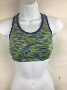 Reebok Women’s Green/Blue Marled Racerback Soft Cup Wireless Sports Bra Sz. S - Picture 1 of 12