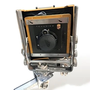 LINHOF TECHNIKA 4x5 LARGE FORMAT ANTIQUE CAMERA WITH LENS, STAND, & ACCESSORIES - Picture 1 of 20