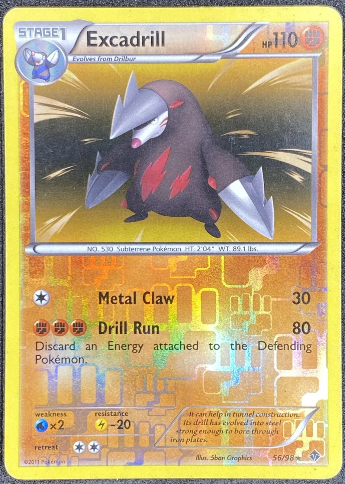 Pokémon Excadrill Reverse Holo 56/98 EPO Emerging Powers LP