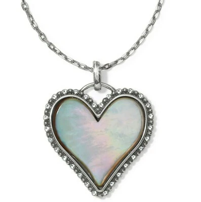 NWT Brighton TWINKLE AMOR Mother of Pearl Heart Silver Pendant Necklace MSRP $72 - Image 1 of 4
