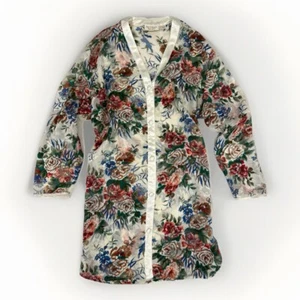 Victoria's Secret Vintage 90er Langarm dunkel Blumen blickdicht Kimono Morgenmantel Small - Bild 1 von 8