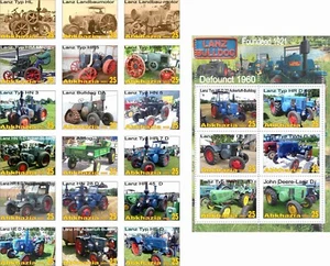 Stamp sheet+block Lanz Bulldog Tractor Company 2021 Abkhazia issue - Picture 1 of 1