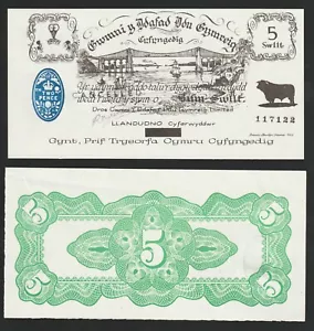 Billete Gales - Welsh Black Sheep Company 5 Swllt 1969 sin circular - Imagen 1 de 1