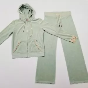 Vintage Juicy Couture TrackSuit Matching Set Medium XL Jacket Pants Green Rare - Picture 1 of 11