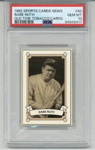 1992 SPORTS CARDS NEWS OLD TIME TOBACCO CARDS #50 BABE RUTH YANKEES PSA 10 RARE - Picture 1 of 2
