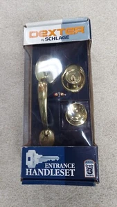 Dexter by Schlage entrance handleset  brass NEW - Picture 1 of 7
