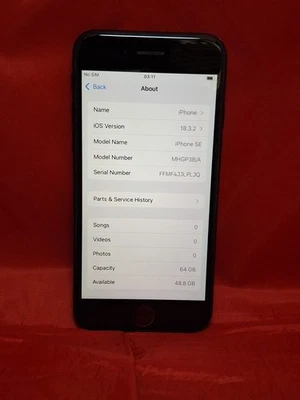 Apple iPhone SE 2020 64gb Black A2296 Unlocked - Image 1 of 4