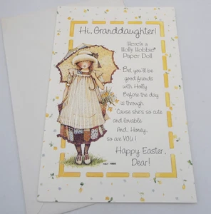 VTG Holly Hobbie Granddaughter Easter Paper Doll American Greetings Card  1976 - Picture 1 of 5