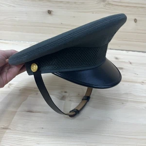 US Army Military Service Cap Wool Serge AG-44 Hat 6-1/8 Green Black Visor Strap - Picture 1 of 14