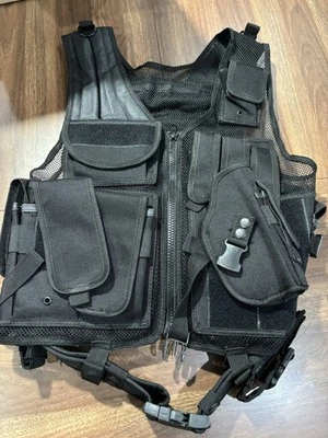 Black Cross Draw Tactical Vest, Brand Unknown - Image 1 of 4