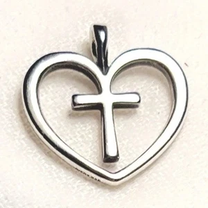 Vintage Very Rare Retired James Avery Heart with a Cross Inside Pendant - Picture 1 of 4