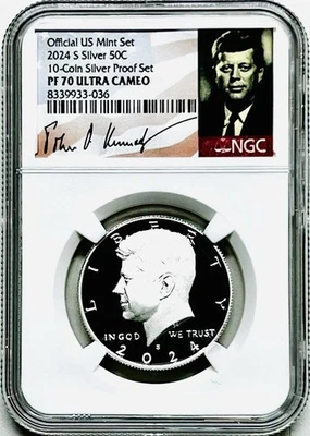 2024 S 50C KENNEDY SILVER HALF DOLLAR PROOF NGC PF70 UCAM SIGNATURE LABEL - Image 1 of 3