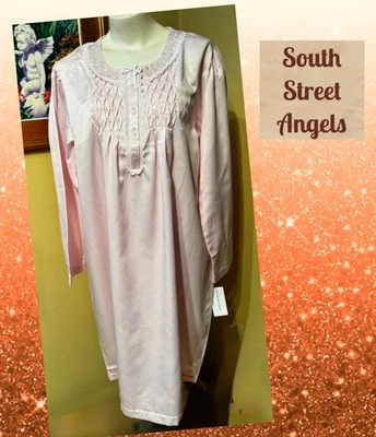 CAMISÓN MANGA LARGA BORDADO SATINADO ESPALDA CEPILLADA MISS ELAINE ~ ROSA ~ XL Foto 1 de 4