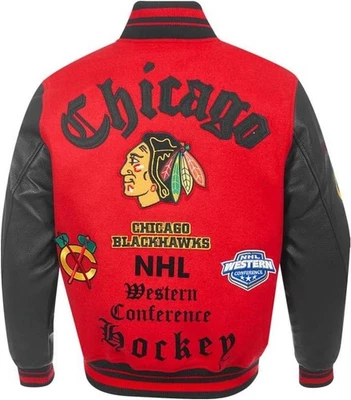Chicago Blackhawks НХЛ старый английский Varsity куртка мужская большой новый - Изображение 1 из 4